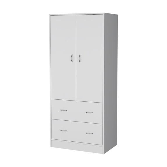 Plethoria Home White 2-Drawer Wardrobe