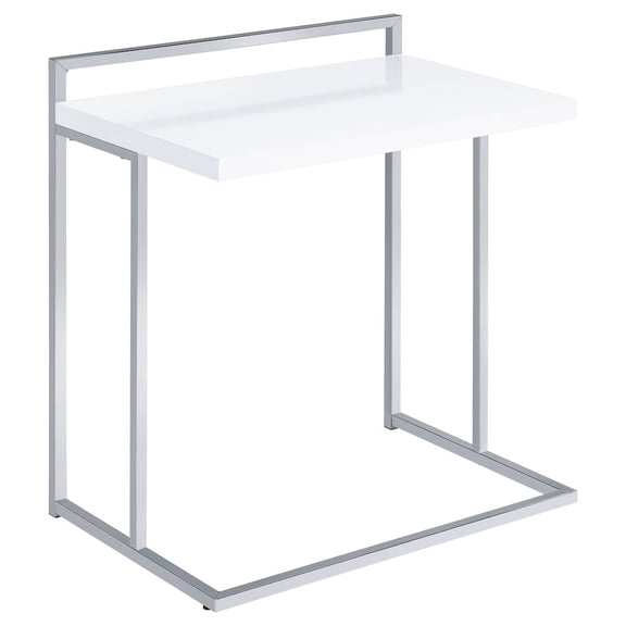 Plethoria Home White High Gloss and Chrome Snack Table