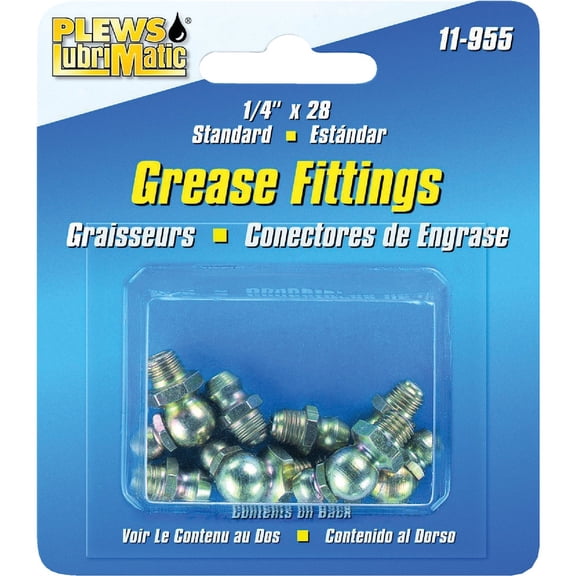 Plews & Edelmann Grease Fitting Assortment 11-955 - SAE 1/4-28 - 8 Pc