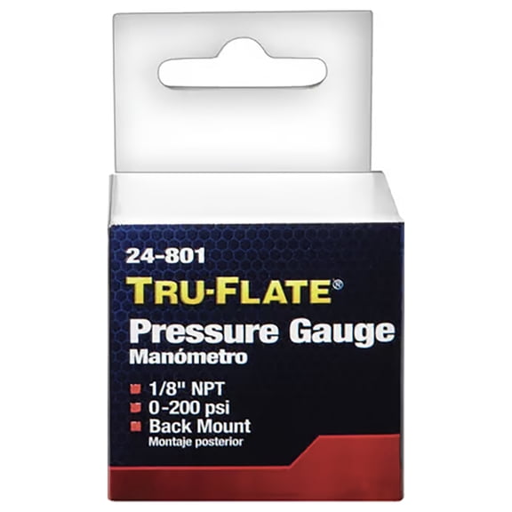 Tru-Flate Plastic/Steel Mini Air Line Rugged Gauge 1/8 in. NPT 200 psi 1 pc