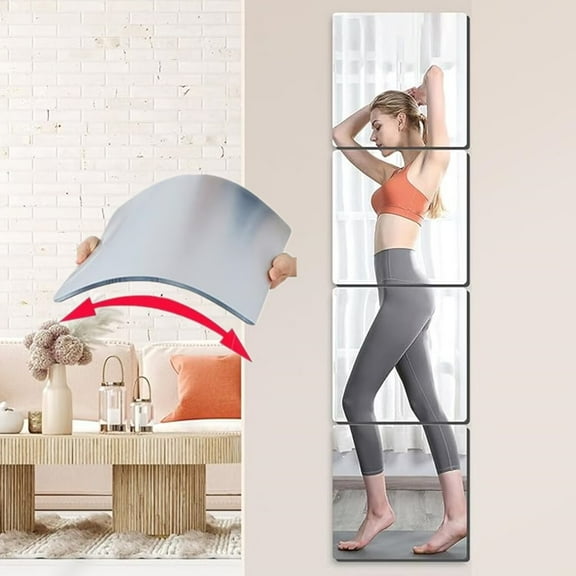 Plexiglass Acrylic Mirror Non-Glass shatterproof Mirror Full Length Mirror Wall Mirror Frameless Home Fitness Mirror 4 Pcs 12"x12" Shatterproof Acrylic A10