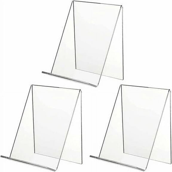 Plexiglass Book Display, 3 Piece Book Support, Acrylic Book Display, Transparent Book Rack, Plastic Book Holder for Bookshelves, Menu Board, Magazine Brochure