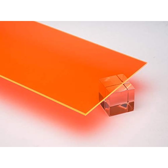 Plexiglass Orange Fluorescent Plastic Sheet 0.125 - 1/8" x 24" x 48 Color #6330$$Building Supply