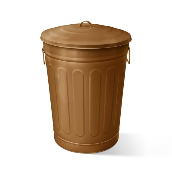 Plexon 13 Gallon Outdoor Metal Trash Can with Lid, Vintage Metal Garbage Can, Bird Seed Storage Container, Large Dog Food Container, Storage Bucket with Lid for Animal Food, Copper