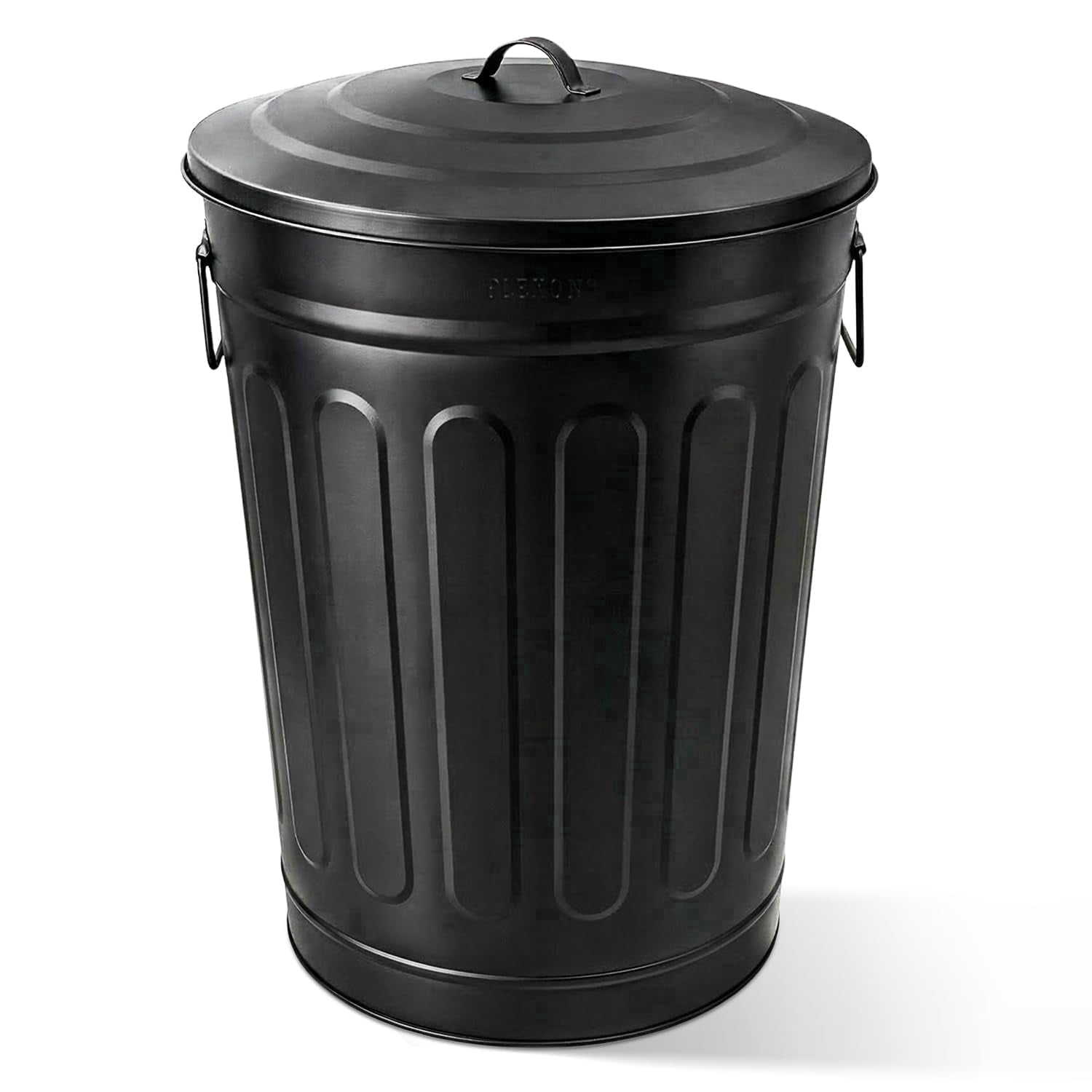 Plexon 13 Gallon Outdoor Metal Trash Can with Lid, Vintage Metal ...