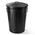 thumbnail image 1 of Plexon 13 Gallon Outdoor Metal Trash Can with Lid, Vintage Metal Garbage Can, Bird Seed Storage Container, Large Dog Food Container, Storage Bucket with Lid for Animal Food, Black, 1 of 9