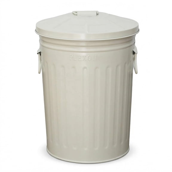 Plexon 2 Gallon Small Metal Trash Can with Lid Bathroom Garbage Can with Lid Bathroom Trash Can for Bedroom Office Kitchen Indoor Waste Basket, Round Powder Coated Beige Bucket