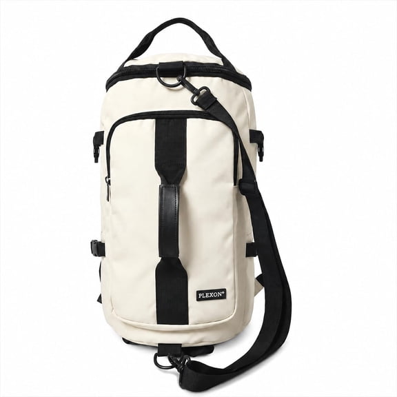 Plexon Duffle Bag for Gym, Travel & Sports Workout, 21" Waterproof Carry On Duffel Backpack, Lightweight Tear-Resistant Weekender Bag for Men & Women, White