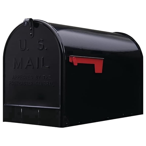 Plexon Jumbo Size Rural Mailbox, 3175 cu-in Capacity, Galvanized Steel, Powder-Coated, 15 in. H x 11.69 in. W x 24.82 in. L (Black, Extra Large)