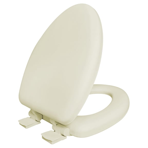 Plexon Soft Cushioned Toilet Seat, Elongated Bone, Slow-Close Lid & Seat, Quick-Release Hinge, Easy To Clean & Change