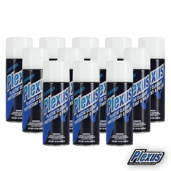 Plexus Aerosol Plastic Cleaner, Protectant, & Polish  13oz Can  Made in USA  All-in-One Solution for Plastic Surfaces with Sticker (12-Pack)