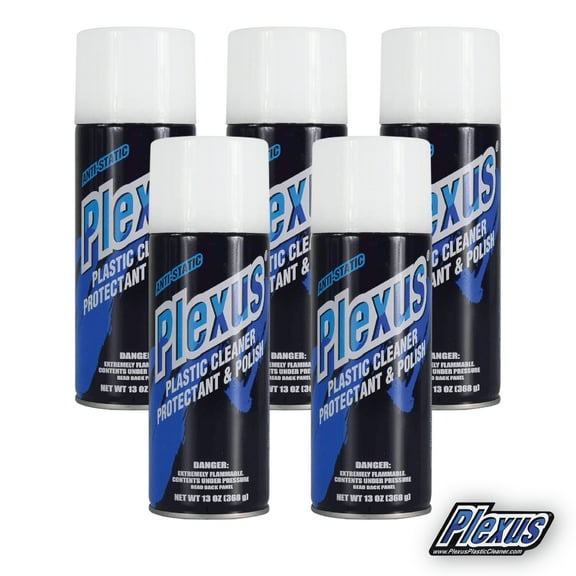 Plexus Aerosol Plastic Cleaner, Protectant, & Polish  13oz Can  Made in USA  All-in-One Solution for Plastic Surfaces with Sticker (5-Pack)