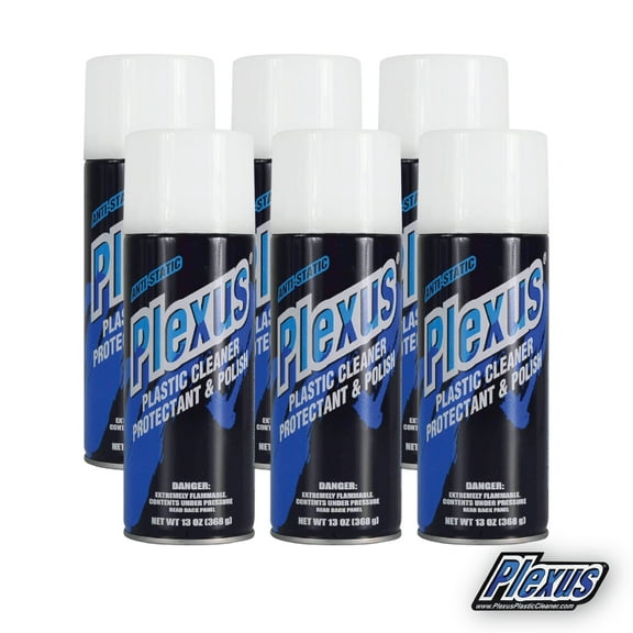 Plexus Aerosol Plastic Cleaner, Protectant, & Polish 13oz Can Made in USA All-in-One Solution for Plastic Surfaces with Sticker (6-Pack)