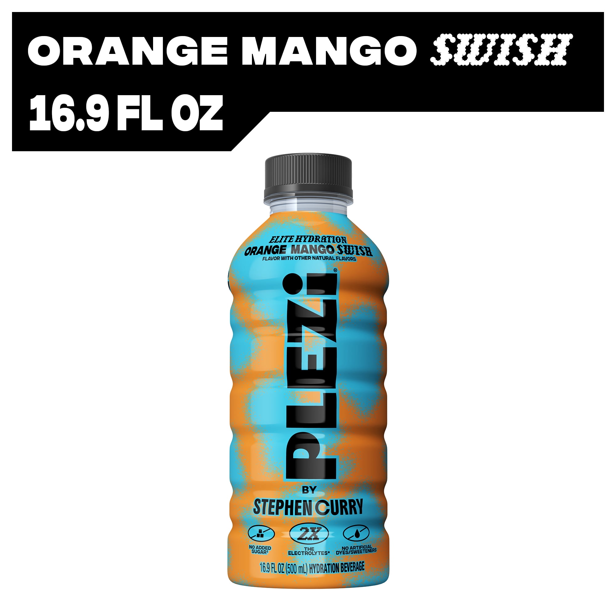 PLEZi Hydration Orange Mango Swish: Real Juice, 2X Electrolytes, 560mg Potassium, No Added Sugar, No Artificial Colors - 16.9 Fl Oz, 1 Count