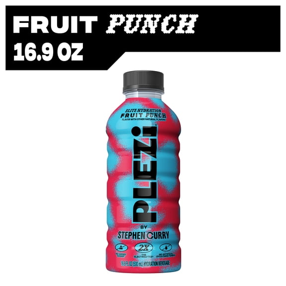 PLEZi Hydration Fruit Punch: Real Juice, 2X Electrolytes, 560mg Potassium, No Added Sugar, No Artificial Colors - 16.9 Fl Oz, 1 Count