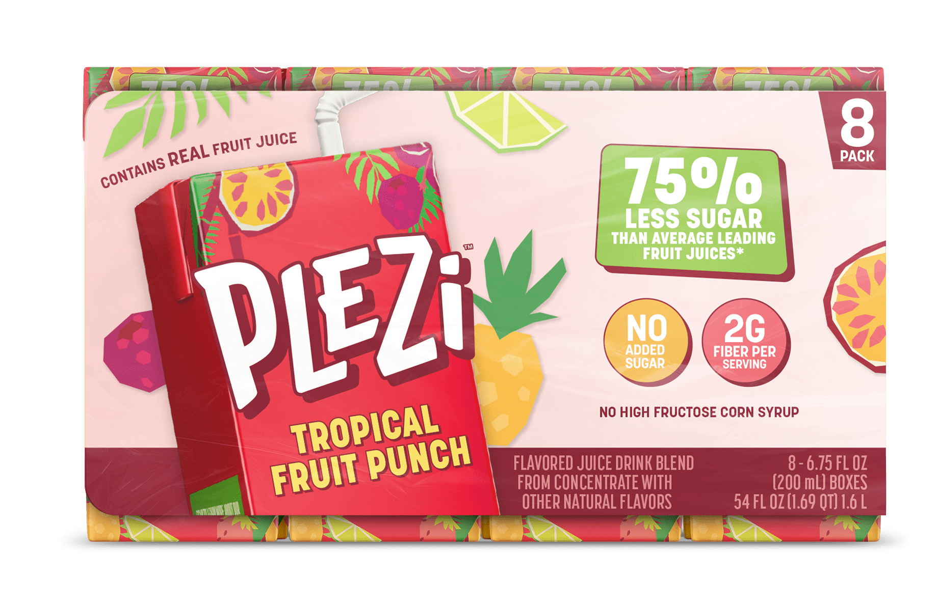 Plezi Tropical Punch Flavored Drink 6.75oz 8pk Tetrapak - Walmart.com