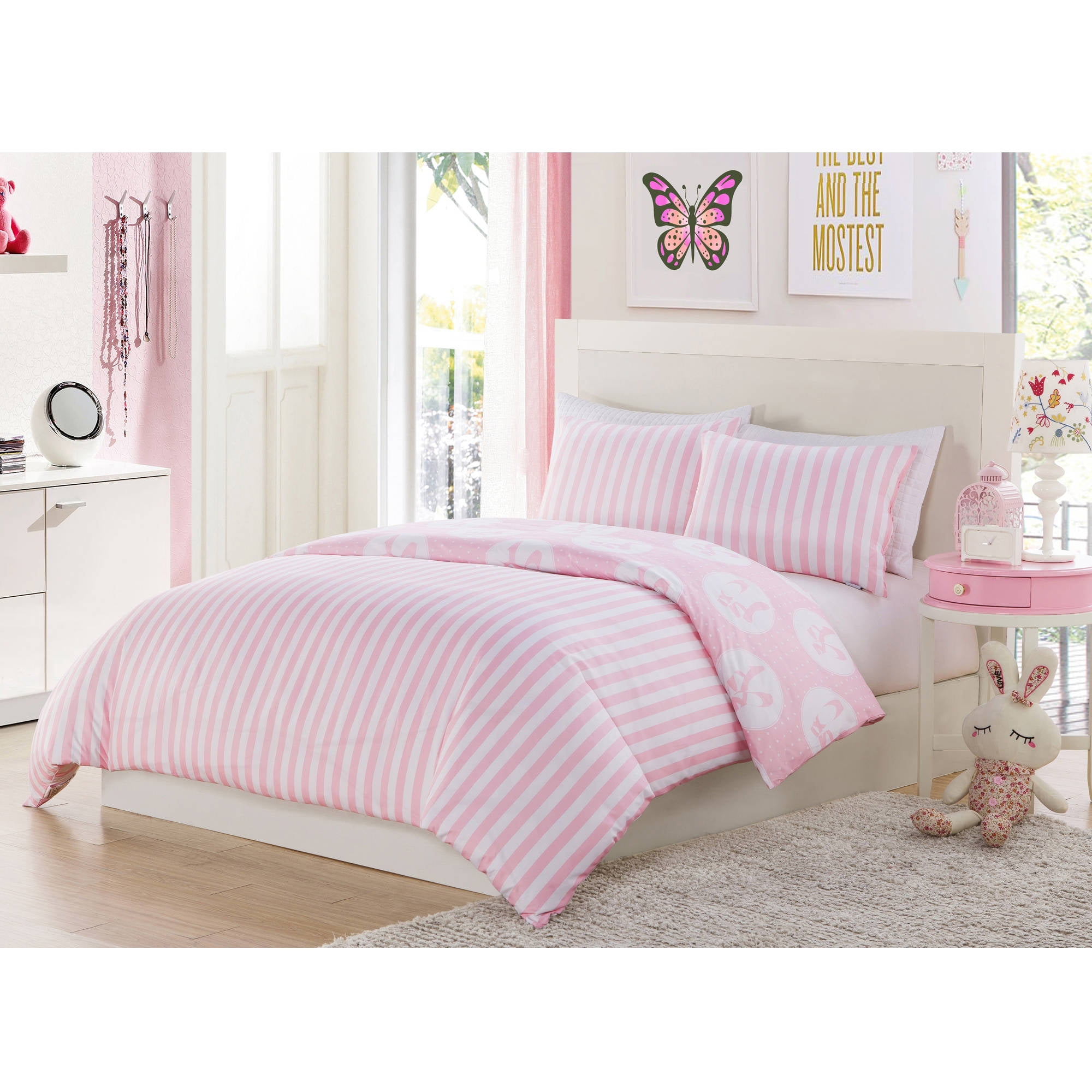 Plie Dot 2 Piece Twin Comforter Set in Pink