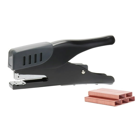 Plier Effortless Stapler & 1000 Rose Gold Staples, Handheld Stapler 45 Sheet Capacity Heavy Duty Manual Staplers for Office Accessories Supplies (Pink) - BLACK PLIER STAPLER