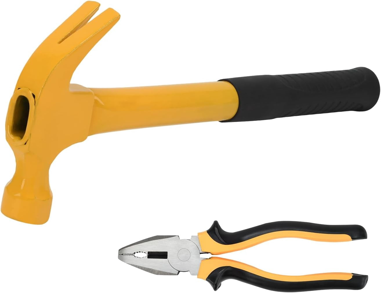 Plier Hammer Tool Set, 8 Inch Lineman’s Plier with Wire Cutter Heavy Duty Claw Hammer with Nonslip Handle
