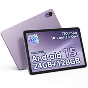 Plimpton Android Tablet 2025, Android 15 Tablet 10 inch with Incell Screen, AI-Powered, 24(8+16)GB RAM 128GB Storage, 8-Core CPU, 7500mAh Battery, WiFi, P2 - Purple