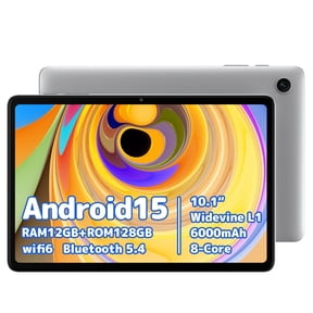 2026 Android Tablet 10 Inch, Android 15 Tablet with 12(4+8)GB RAM 128GB Storage, 8-Core CPU, 6000mAh Battery, BT 5.4, WiFi, Plimpton P1 - Silver