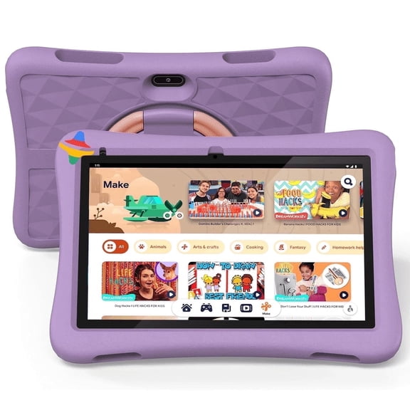 Plimpton Kids Tablet, Google Kids Space, Android Tablet for Kids, 10 Inch Ttablet with Parental Control, 9(3+6)GB RAM 64GB Storage, 6000mAh, WiFi 6, EVA Shockproof Case, kids10 - Purple