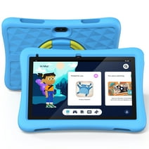 Plimpton Kids 10 Tablet, Google Kids Space, Android 13 Tablet for Kids, Parental Control Pre-Installed Education Apps, 2GB RAM 32GB Storage, 6000mAh, WiFi 6, EVA Shockproof Case - Blue