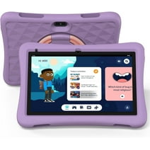 Plimpton Kids 10 Tablet, Google Kids Space, Android 13 Tablet for Kids, Parental Control Pre-Installed Education Apps, 2GB RAM 32GB Storage, 6000mAh, WiFi 6, EVA Shockproof Case - Purple