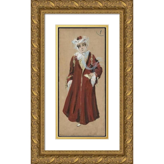 Plinio Codognato 8x14 Gold Ornate Wood Frame and Double Matted Museum Art Print Titled - Olga (1907)