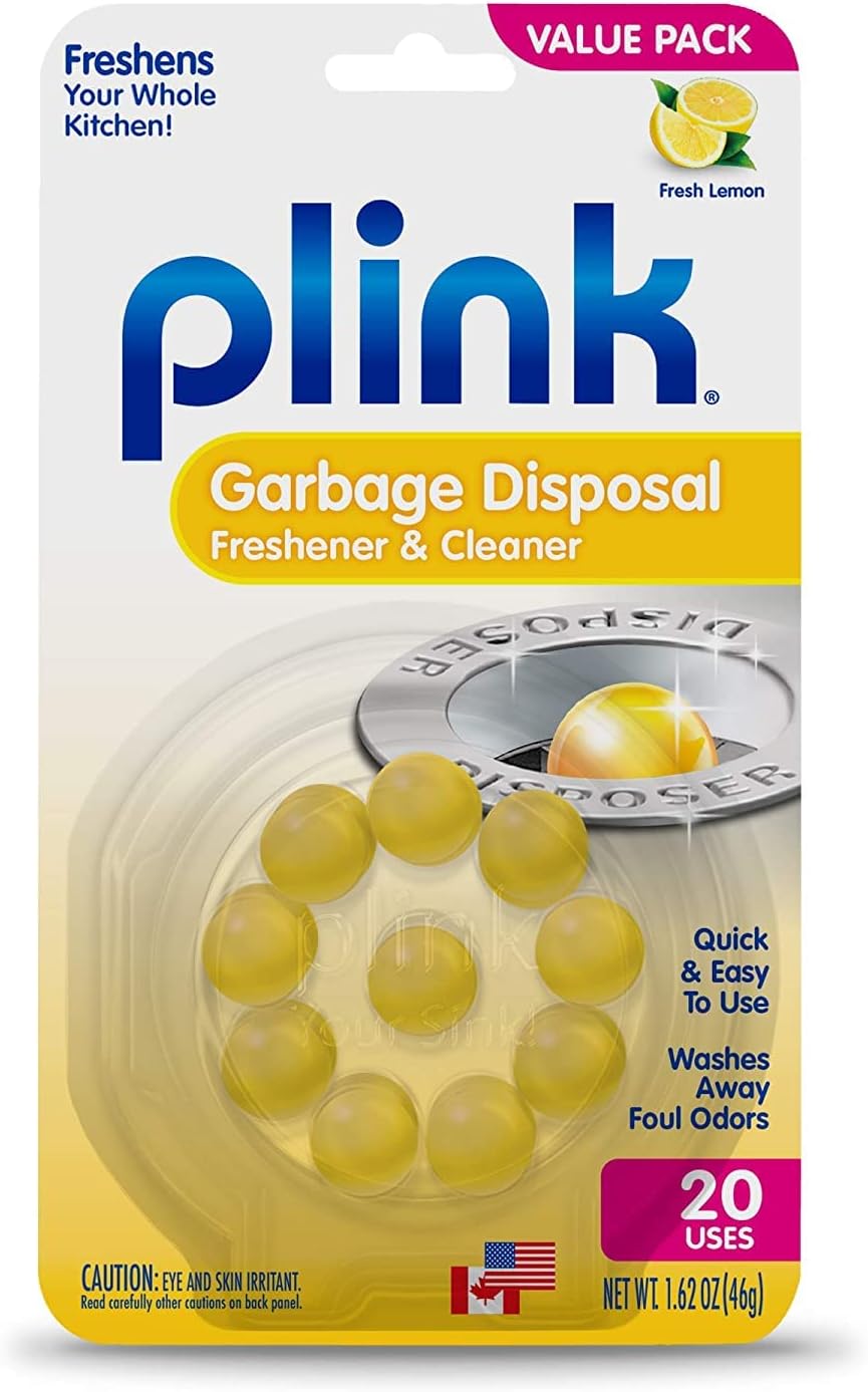Plink 90 Garbage Disposer Cleaner and Deodorizer, Lemon, 20 Count