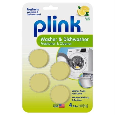 Plink-9024 Summit Brands Washer and Dishwasher Freshener Cleaner, 4 Tabs, 4-Count, Yellow, 4 Piece
