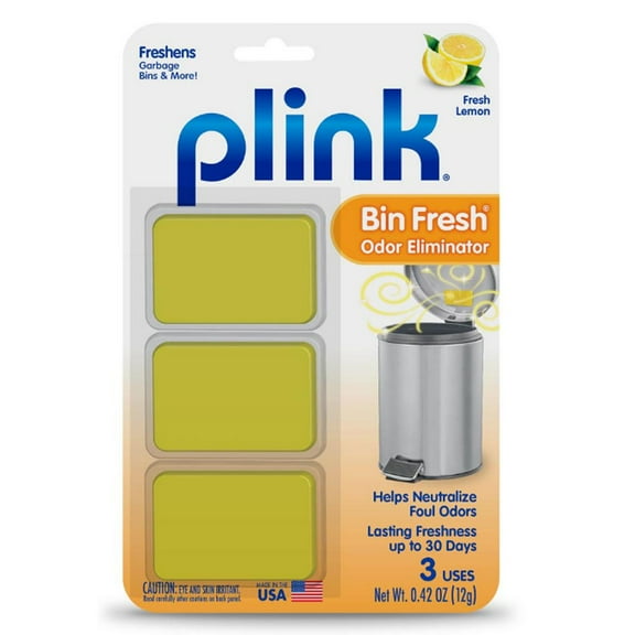 Plink Bin Fresh Lemon Scent Garbage Can Odor Eliminator 0.42 oz Gel