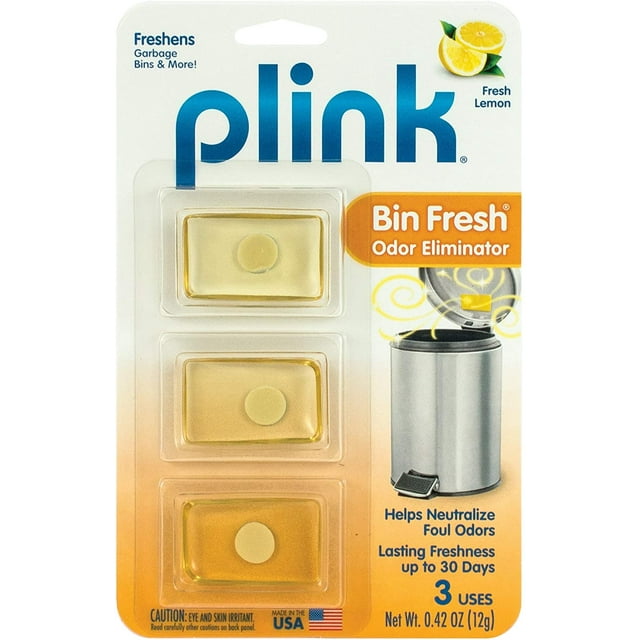 Plink Bin Fresh Lemon Scent Garbage Can Odor Eliminator 0.42 oz Gel