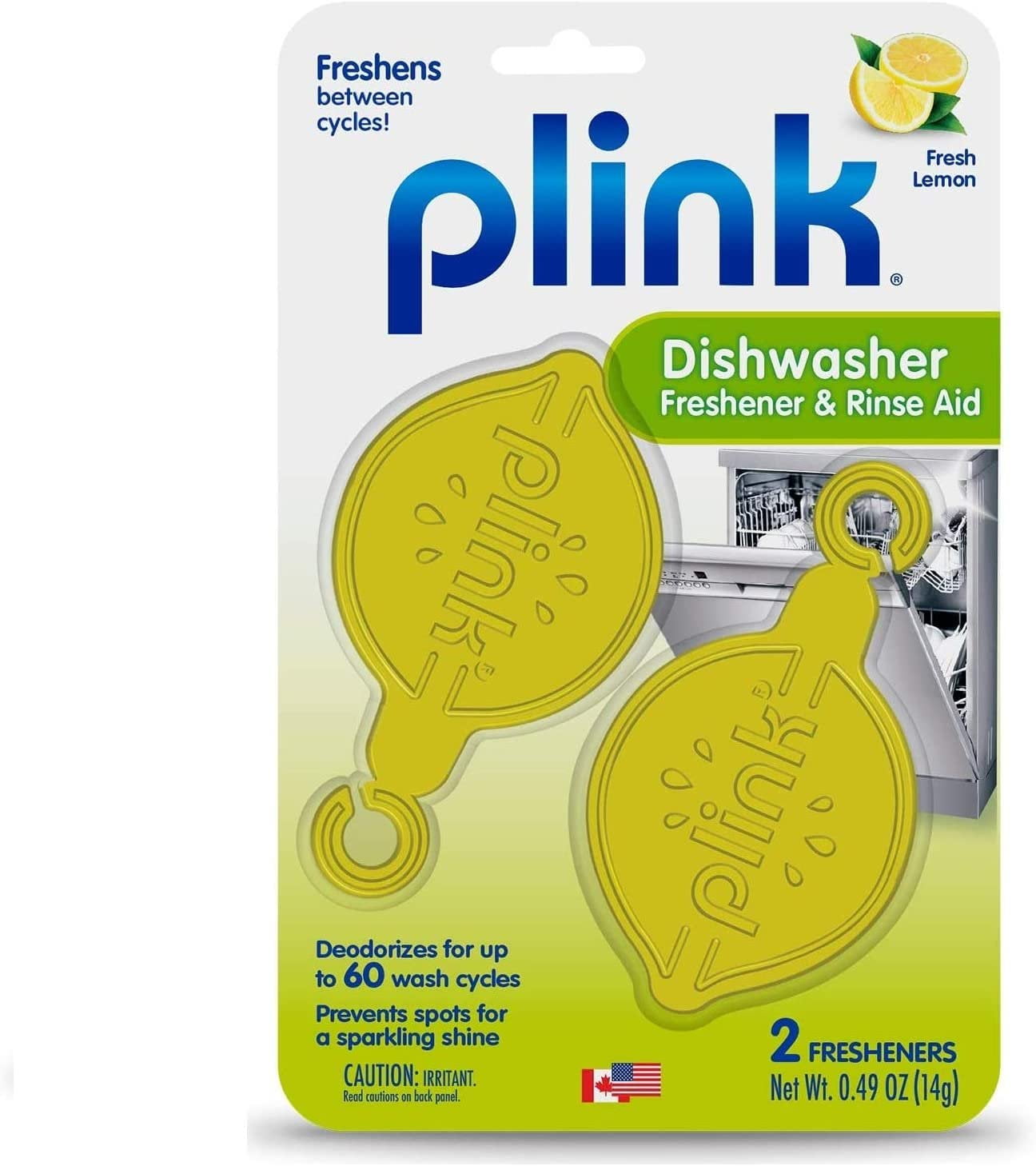 Plink Dishwasher Freshener & Rinse Aid 2 Clip Pack Lemon Scented