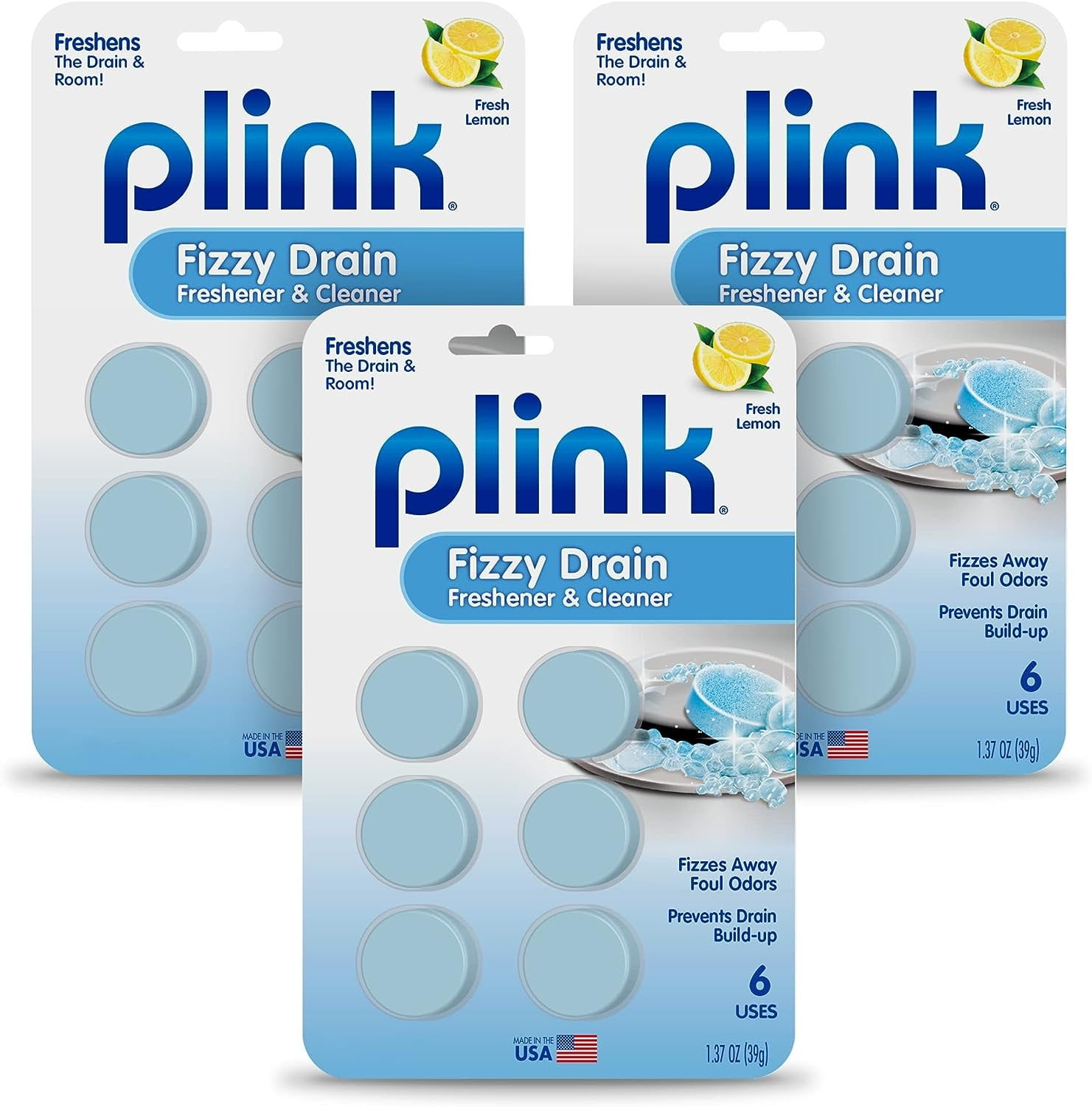 Plink Fizzy Drain Freshener and Cleaner, Prevents Clog Buildup and