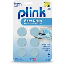Plink Fizzy Drain Freshner, Prevents Buildup and Maintains a Clear Drain, Removes Drain Odor, Lemon Scent, 6 Tablets
