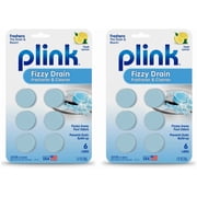 Plink Fizzy Drain Freshner and Cleaner, Prevents Buildup and Removes Drain Odor, Lemon Scent, 6 Tablets per Pack, 2-Pack