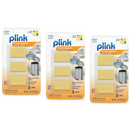 Plink Fresh Spaces Garbage Odor Eliminator, Lemon Scent - 3 Count (3 Pack)