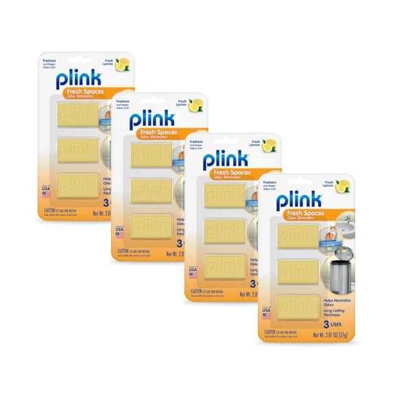 Plink Fresh Spaces Garbage Odor Eliminator, Lemon Scent - 3 Count (Pack of 4)