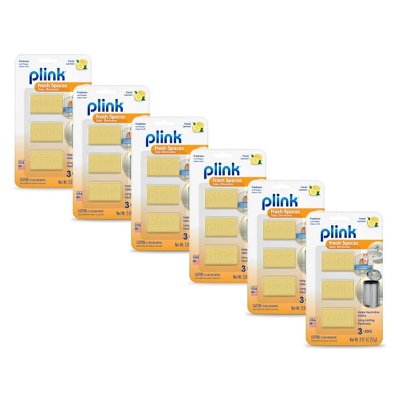 Plink Fresh Spaces Garbage Odor Eliminator, Lemon Scent - 3 Count (Pack of 6)