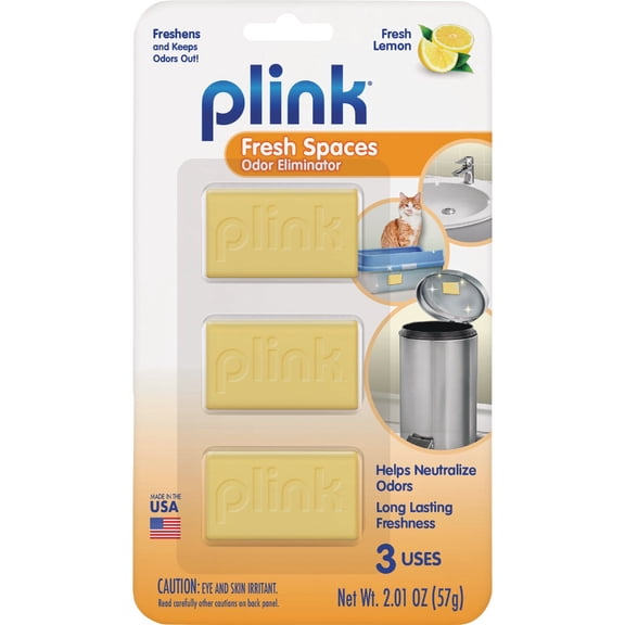 Plink Fresh Spaces Garbage Odor Eliminators, Fresh Lemon Scent 3 count, Pack of 2