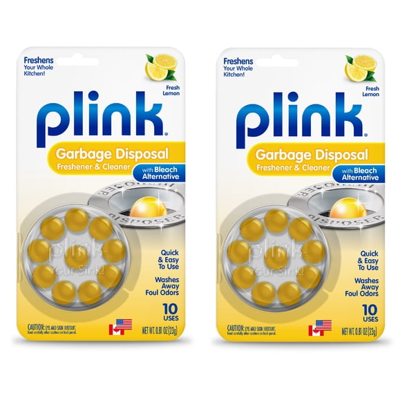 Plink Garbage Disposal Freshener and Cleaner Deodorizer, Lemon Scent, 10 Capsules per Pack, 2-Pack