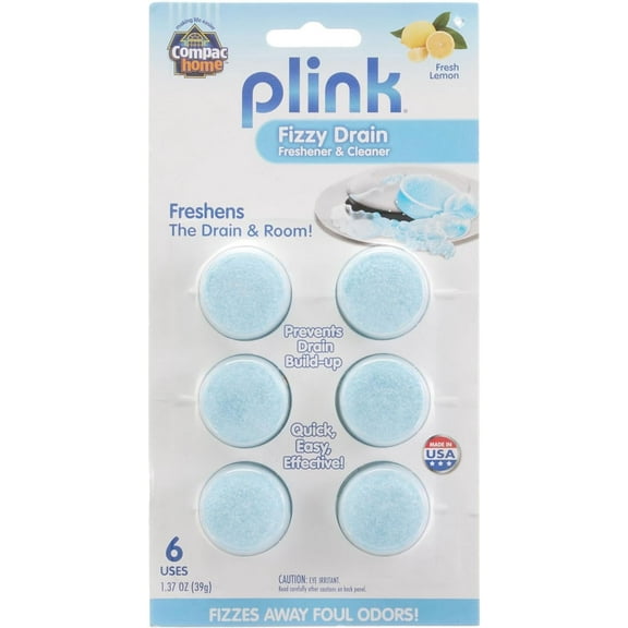 Plink Sink Drain Cleaner and Deodorizer, Air Fresheners for Garbage Disposal, Lemon Scented, Home Accessory Cleaning Products for Kitchen and Clogged Drain, 6 Tablets (Pack of 1)