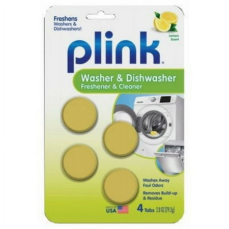 Plink Washer & Dishwasher Freshener & Cleaner, Fresh Lemon Scent, 4-Ct. 1 Pack