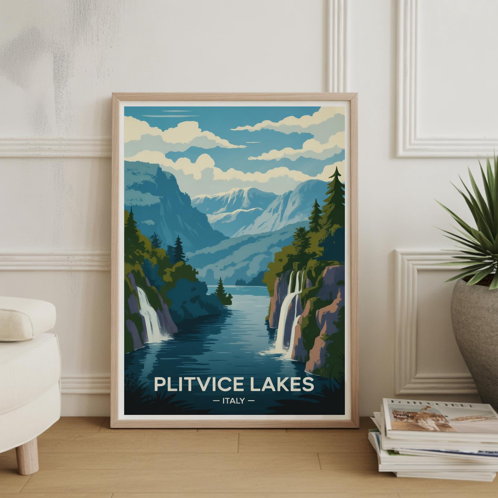 Waterfall Only Plitvice Lakes National Park Poster, Croatia Travel Art, Scenic ...