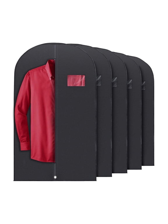 40" Black Garment Bags Suit Bag for Travel & Clothing Storage of Dresses, Shirts, Fur Coats, Jackets & Dance Costumes - Hanging Suit Cover for Men & Women Closet Storage Garment Protector