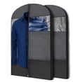 thumbnail image 1 of Plixio 43" Black Garment Bags for Travel or Hanging Clothes Storage - Suit Bags Carriers Covers for Men & Women - Dresses, Shirts, Fur Coats, Jackets - Zippered Breathable Gusset Clothing Storage Bag, 1 of 4