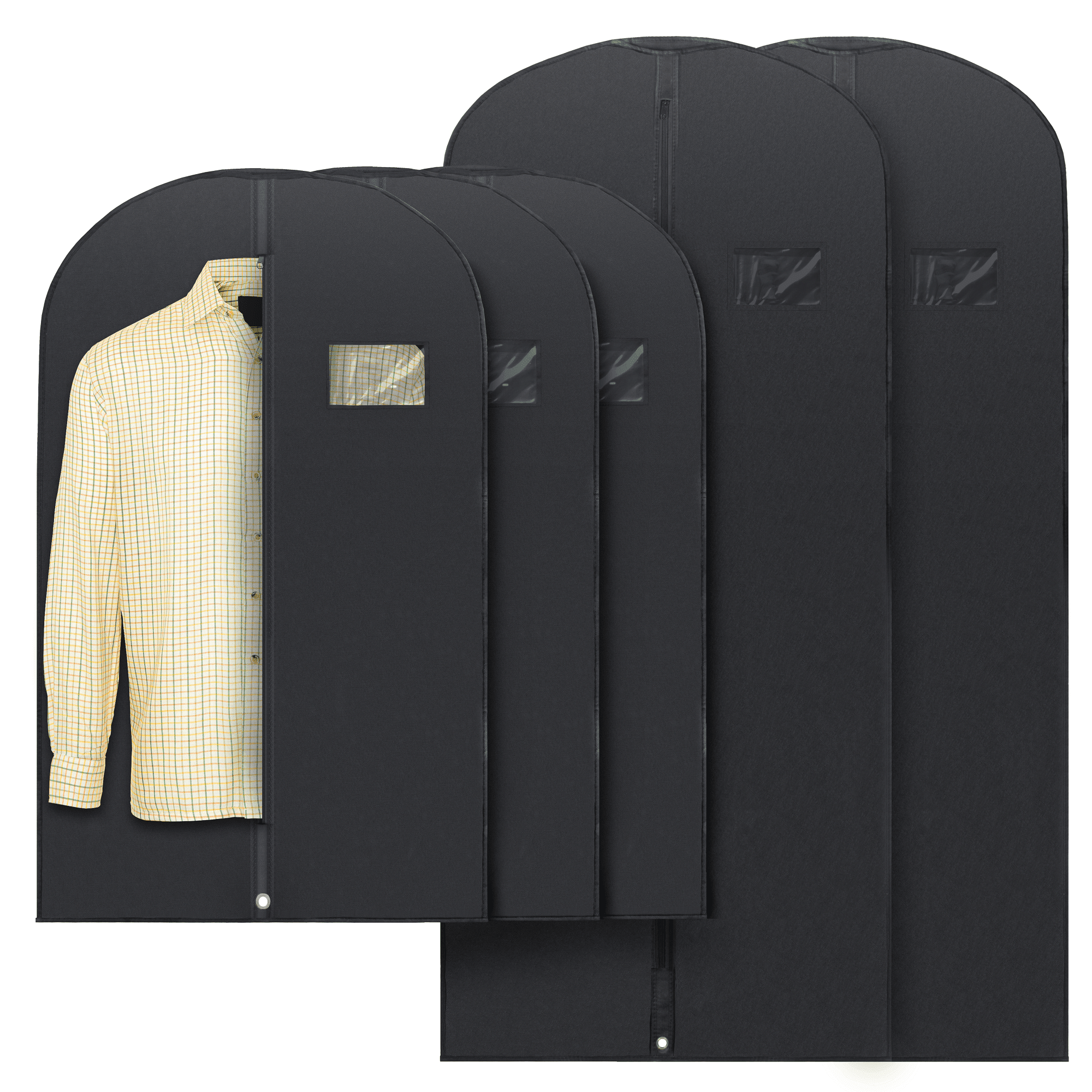 Plixio Black Garment Bags for Hanging Clothes, Men Suit Bag for Travel and Clothing Storage of Women Dresses, Shirts, Fur Coats, Dance Costumes Suit Cover - Closet Storage Long Garment Bags w/ Zipper