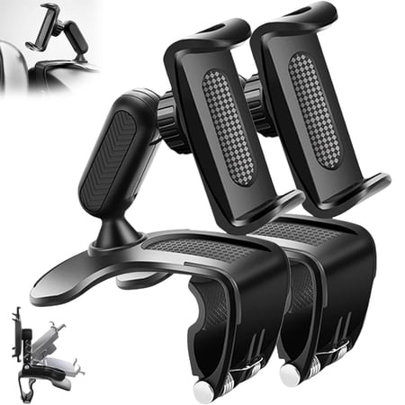 Plixorahub Phone Holder, Adjustable 360° Car Mount & Desk Stand, Strong Grip Universal Phone Holder for Dashboard, Windshield & Office Use