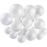Pllieay 20 Pieces 5 Sizes White Foam Balls Polystyrene Craft Balls Art Decoration Foam Balls for Art, Craft, Household, School Projects and Party Decoration